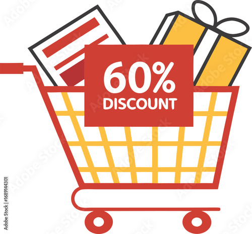 Discount and Offer concept black Friday shopping cart vector on transparent background