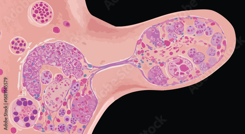 Microscopic Illustration of Parasitic Organisms in Biological Sample