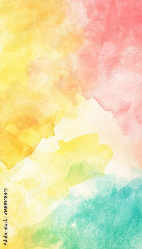 Obraz premium Vibrant Yellow, Pink & Mint Watercolor Texture: Abstract Spring Background