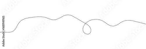 Hand drawn curve dotted line. Curly dotted line. Long dashed hand drawn squiggle. Dotted spiral curve line. Vector illustrator in eps 10.