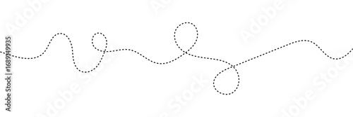 Abstract Hand-Drawn Dotted Line Collection. Dotted Spiral Curve Line. Hand Sketched Curly Border. Long squiggle dashed, loopy line vector icon vector illustrator in eps 10.