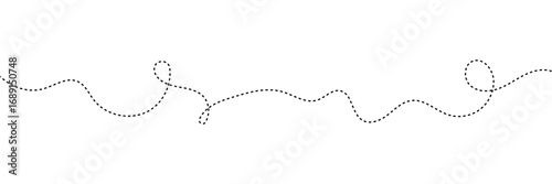 Abstract Hand-Drawn Dotted Line Collection. Dotted Spiral Curve Line. Hand Sketched Curly Border. Long squiggle dashed, loopy line vector icon vector illustrator in eps 10.