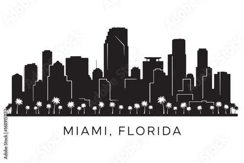 Miami, florida skyline isolated on white background showcasing the citys modern architecture and vibrant atmosphere against a clear backdrop