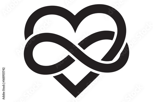 Infinity heart symbol isolated on white background, representing eternal love and connection, creating a timeless and meaningful graphic representation