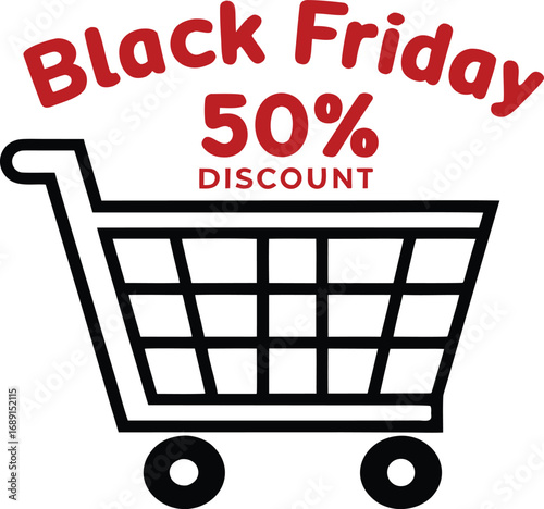 Black Friday Shopping Cart for discount and offer concept design. Vector illustration for advertisement design