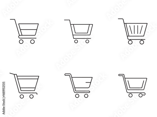 Shopping Cart Icon Set Vector Illustration Minimalist Style Design for Online Store and Supermarket