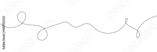 Long dashed hand drawn squiggle, Long squiggle dashed, loopy line vector icon isolated on transparent background in eps 10.