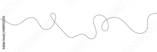 Long dashed hand drawn squiggle, Long squiggle dashed, loopy line vector icon isolated on transparent background in eps 10.