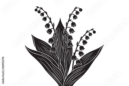 Elegant lily of the valley illustration, isolated on white background, symbolizing purity, happiness, and a touch of natures beauty in minimalist design
