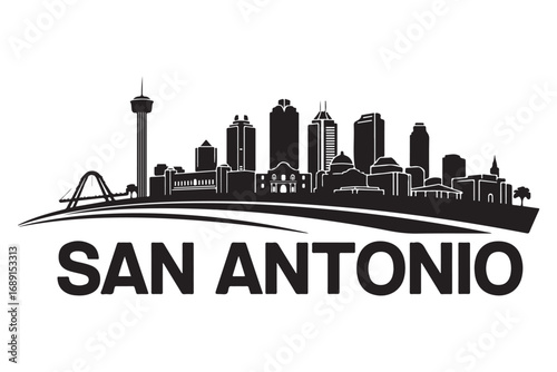 San antonio skyline isolated on white background is a detailed silhouette of the citys architecture, bridges, and iconic buildings