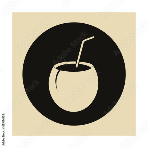 Coconut drink icon silhouette beverage tropical