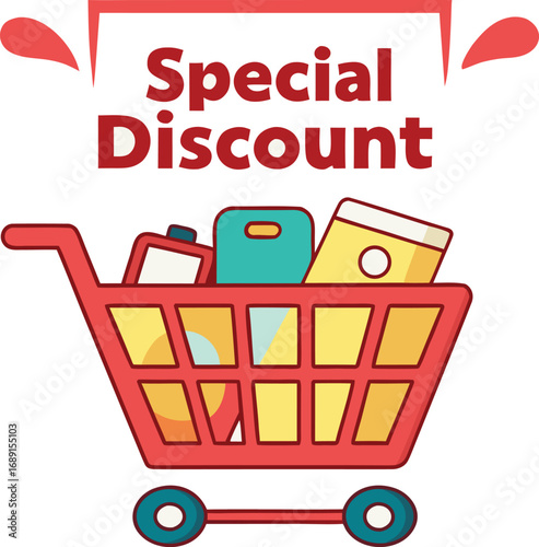 Black Friday Shopping Cart for discount and offer concept design. Vector illustration for advertisement design