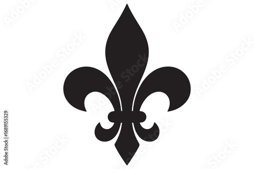 Classic fleurdelis symbol isolated on white background, representing french heritage and elegance in a simple yet striking monochrome design
