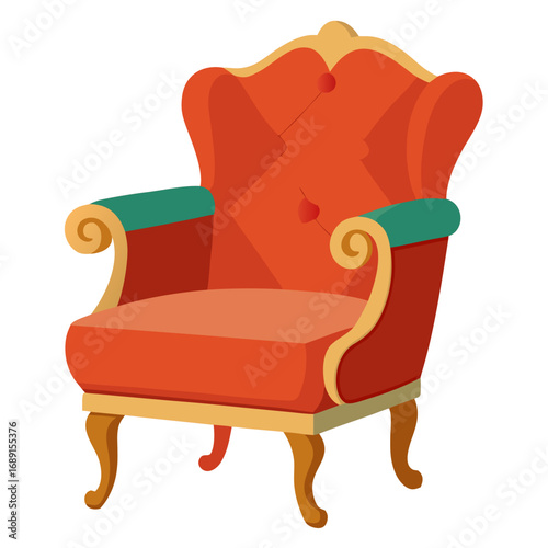 red sofa isolated on white