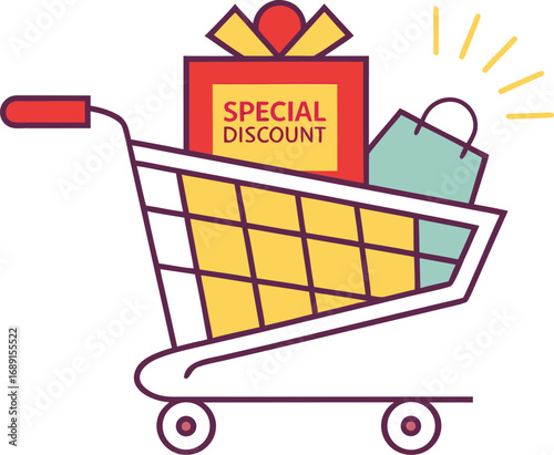 Black Friday Shopping Cart for discount and offer concept design. Vector illustration for advertisement design