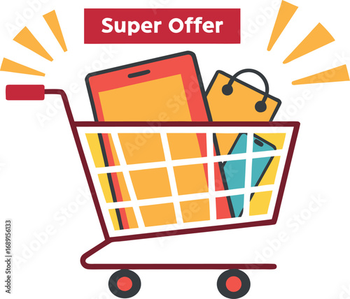 Black Friday Shopping Cart for discount and offer concept design. Vector illustration for advertisement design