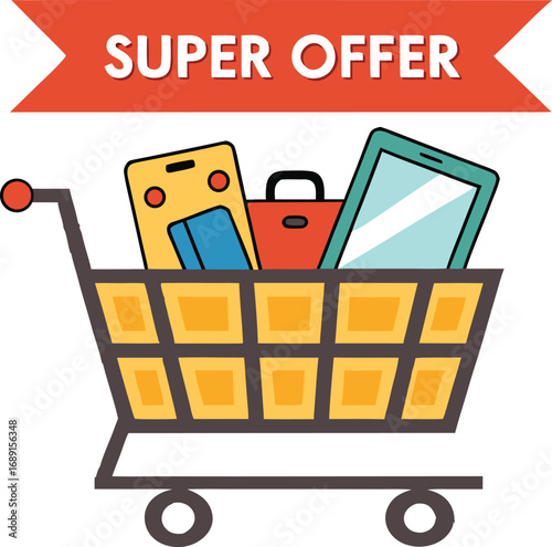 Black Friday Shopping Cart for discount and offer concept design. Vector illustration for advertisement design