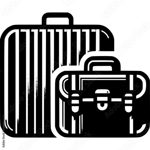 Luggage Icons: Silhouette icons of two travel cases symbolize journeys, exploration, and adventure. Clean lines create visually appealing travel elements.