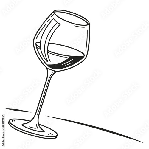 Elegant minimalist black and white wine glass silhouette for beverage and celebration designs