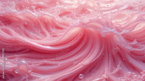 Pink liquid waves ripple like a surreal cherry breeze, evoking National Watermelon Day and whimsical hydrodynamics celebration