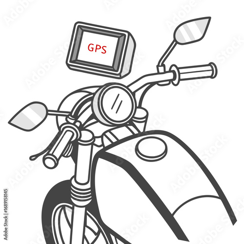 Motorcycle with GPS Navigation System Illustration