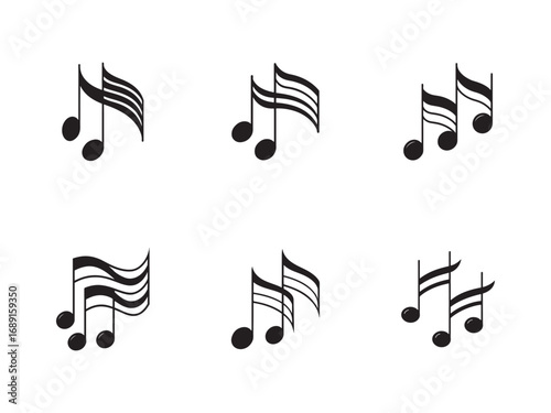 Various black musical notes symbols on a clean white background musical notation vector graphic for designers
