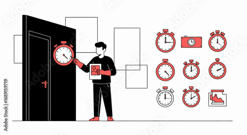 Concept illustrating time management and punctuality in creative projects deadlines and efficiency