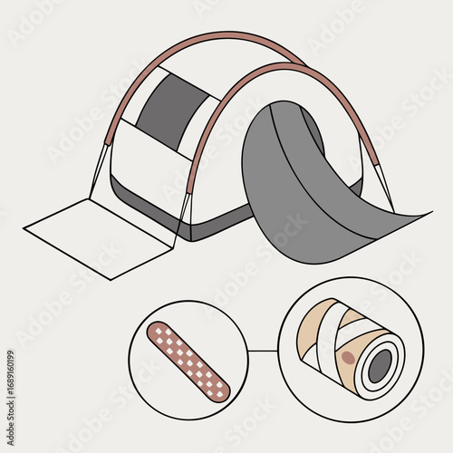 Tent Assembly and Repair Guide Illustration