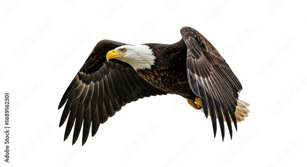 Obraz premium Bald Eagle in Flight Majestic Raptor Soaring Above Nature