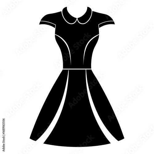 Minimalist Empire Waist Dress Black Silhouette Vector Design Isolated on White