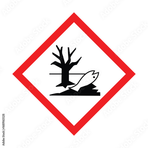 Environmental Hazard Pictogram – GHS-Compliant Safety Icon for Aquatic Toxicity & Ecosystem Risk Labeling  High-Resolution Vector for Global Chemical Infrastructure