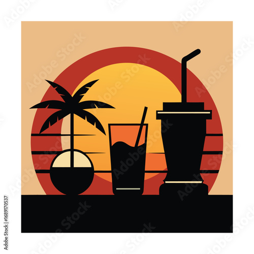 Tropical Sunset Drinks Silhouette cocktails beach