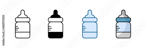 Milk Bottle Icon Set Multiple Style Collection