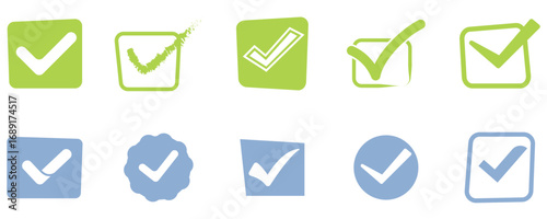 Set of vector check mark on checkbox icon, bullet point icon