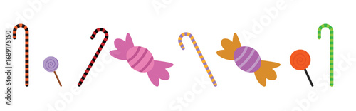 A colorful assortment of candies on a white background.  halloween chocolate.
