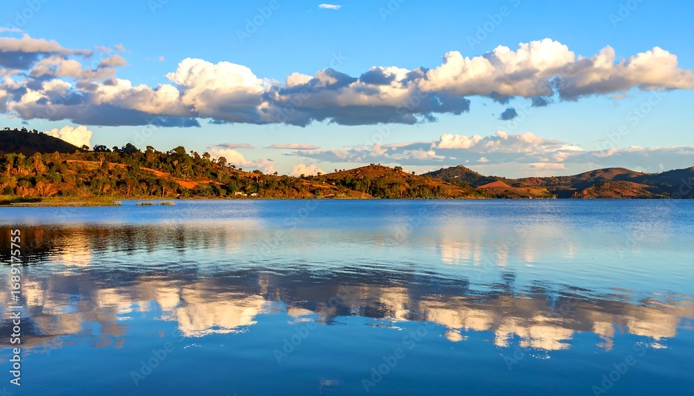 Fototapeta premium Calm lake reflecting clouds