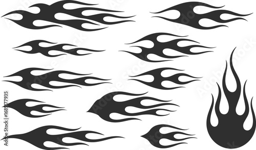Flame Vector Set with Various Shapes and Styles for Graphic Elements