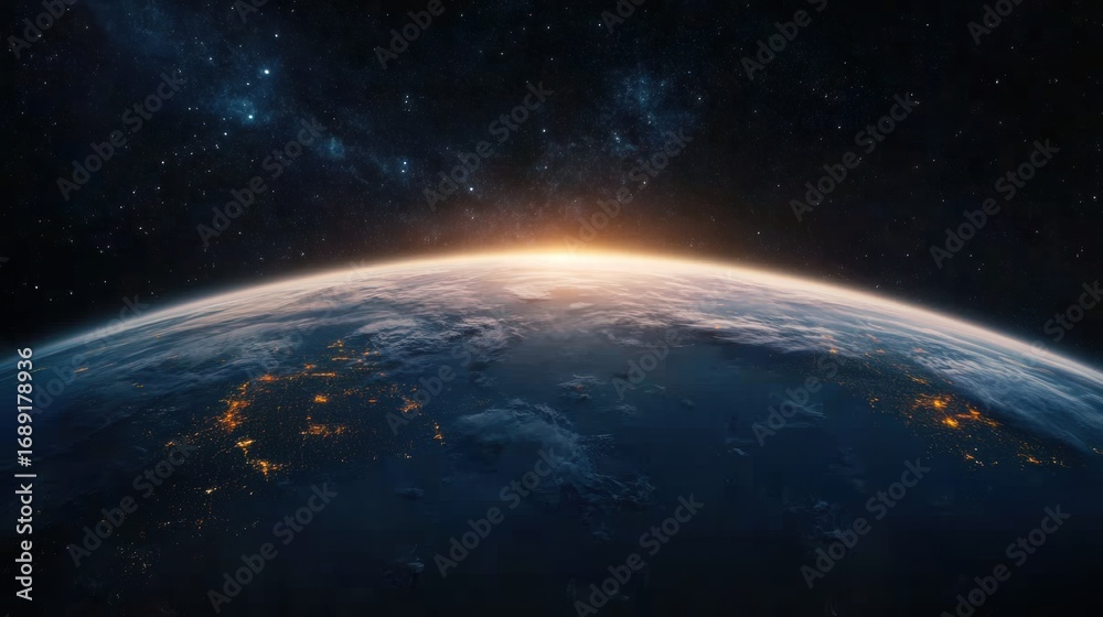 Fototapeta premium view of the earth from space at night