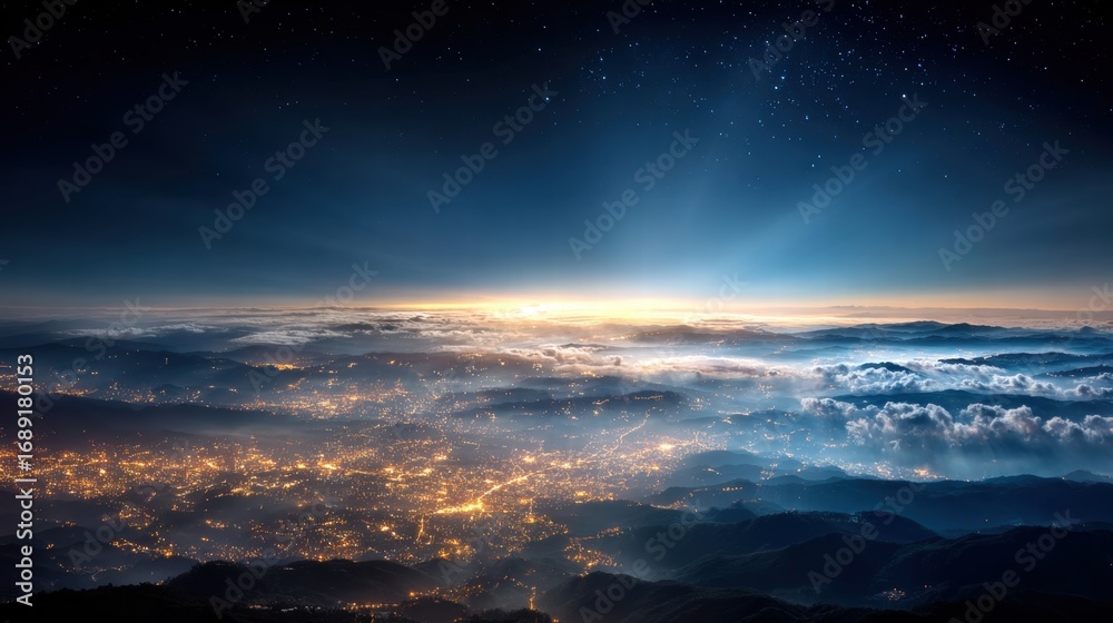 Naklejka premium view of the earth from space at night