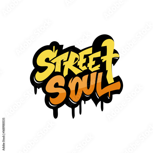 Street soul graffiti style text isolated on transparent background