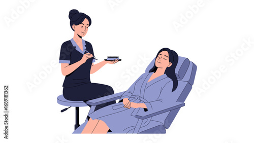Skilled aesthetician performing a facial treatment on a relaxed client in a spa setting