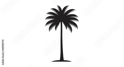 a tall palm tree silhouette standing alone against white background