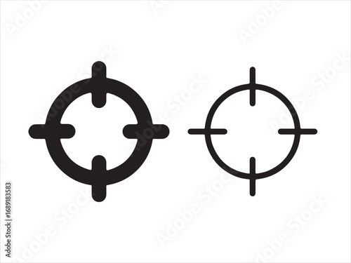 Target icon isolated on white background in two different styles and versions