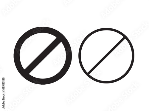 Prohibition sign icons isolated on white background, not allowed in black and white