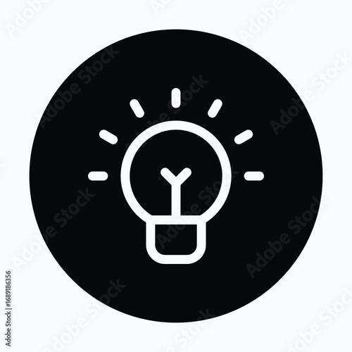 Creative Idea Light Bulb SEO Strategy Isolated Vector Circular Style Icon
