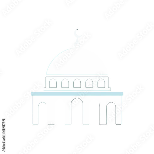Vector art of simple illustration of a mosque with a dome and minaret
