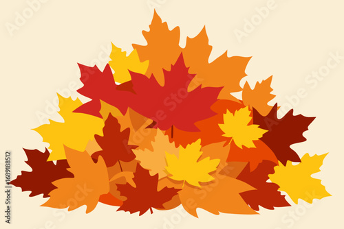 Pile of colorful autumn maple leaves