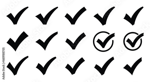 a grid of black checkmarks with two circled ones