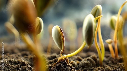 Emerging Seedlings and Sprouts in Rich Soil Journey of Growth, Renewal, and Life in Natures Green Environment