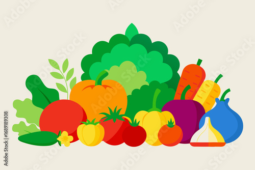 Vibrant assortment of fresh vegetables and greens